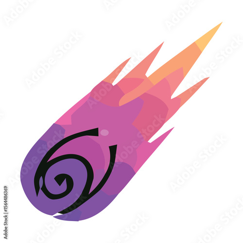 Fiery Space Icon Comet Design, Celestial Body, Gradient Illustration, Spacecraft Icon, Cosmic Meteor, Galaxy Design Element, Vivid Astral Icon, Burning Space Rock,  Starry Night Icon, Universe 