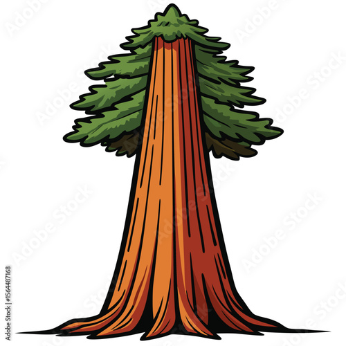 A bold ancient redwood tree vector icon, with a towering, majestic presence, ideal for themes of natural grandeur and ecological significance.