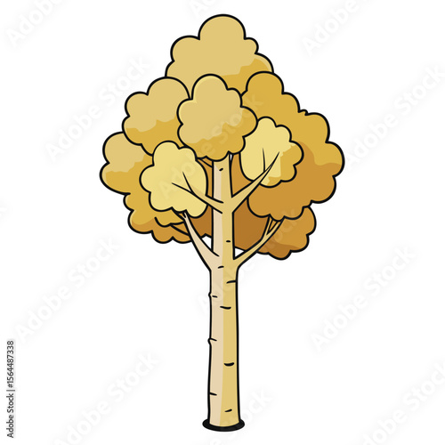 A delicate aspen tree vector icon, showing its trembling leaves and slender trunk, excellent for capturing movement and light in nature designs.