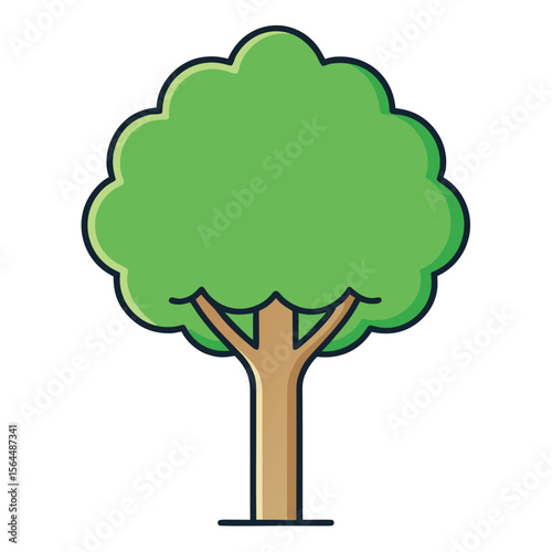 A clean line art tree vector icon, simple with a single color, perfect for minimalist designs, logos, and easy-to-read graphics.