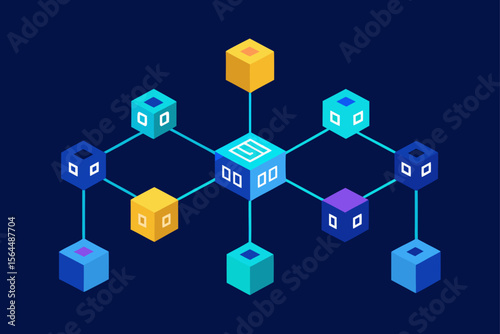 Blockchain Technology Interconnected Blocks Secure