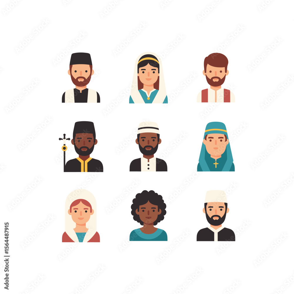 Fototapeta premium Flat Vector Illustration of People with Various Religion