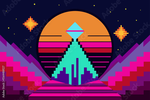 Distorted Art Pixelated Noise Vibrant Colors