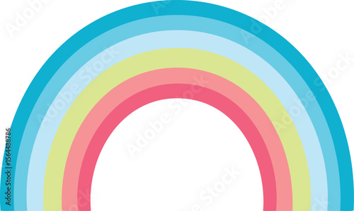 Vector Semi-Circular Stylized Rainbow with Pastel and Vibrant Colors on White Background