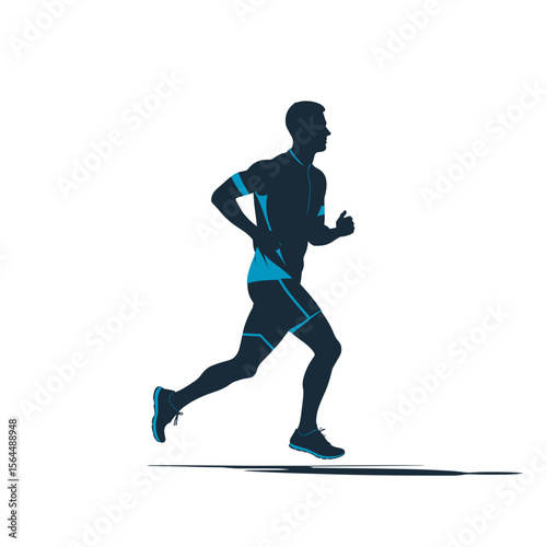 Silhouette of man in sportswear running isolated on transparent background
