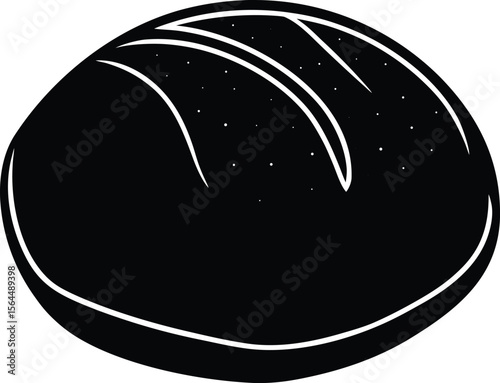 Simple black and white illustration of a round loaf of bread