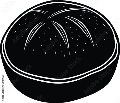 Freshly baked round loaf of bread rustic style
