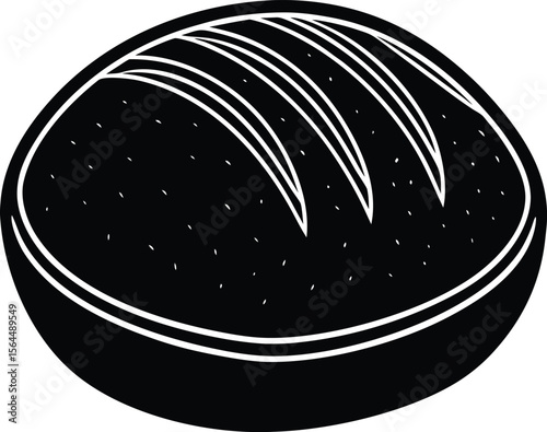 Delicious round loaf of bread baked fresh