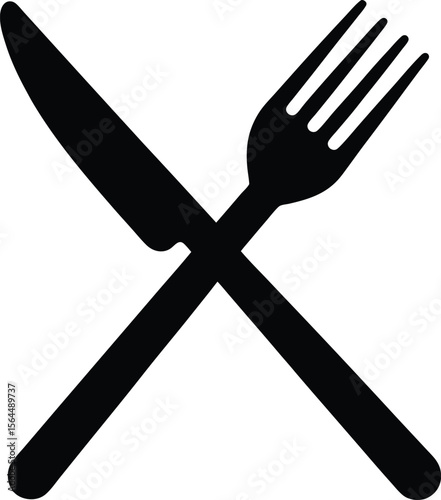 Crossed knife and fork restaurant food icon symbol