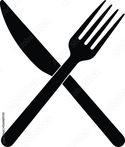 Crossed knife and fork simple black icon design