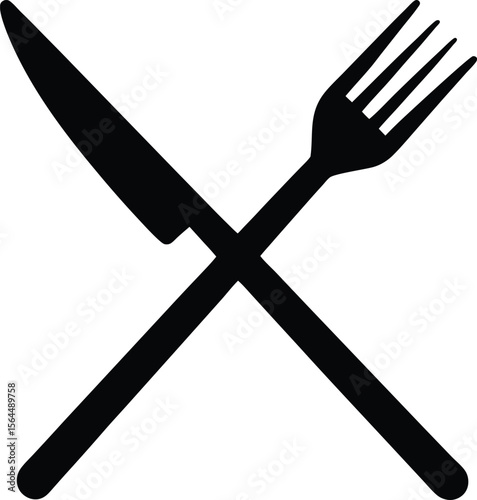 Crossed knife and fork restaurant food icon symbol