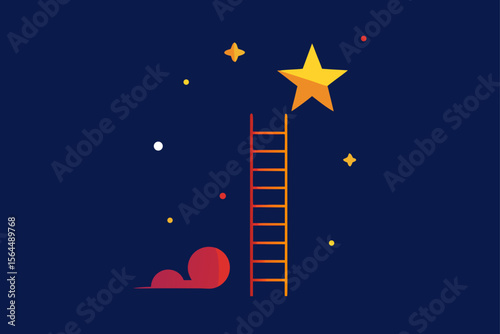 Personal Growth Abstract Ladder Climbing to Stars