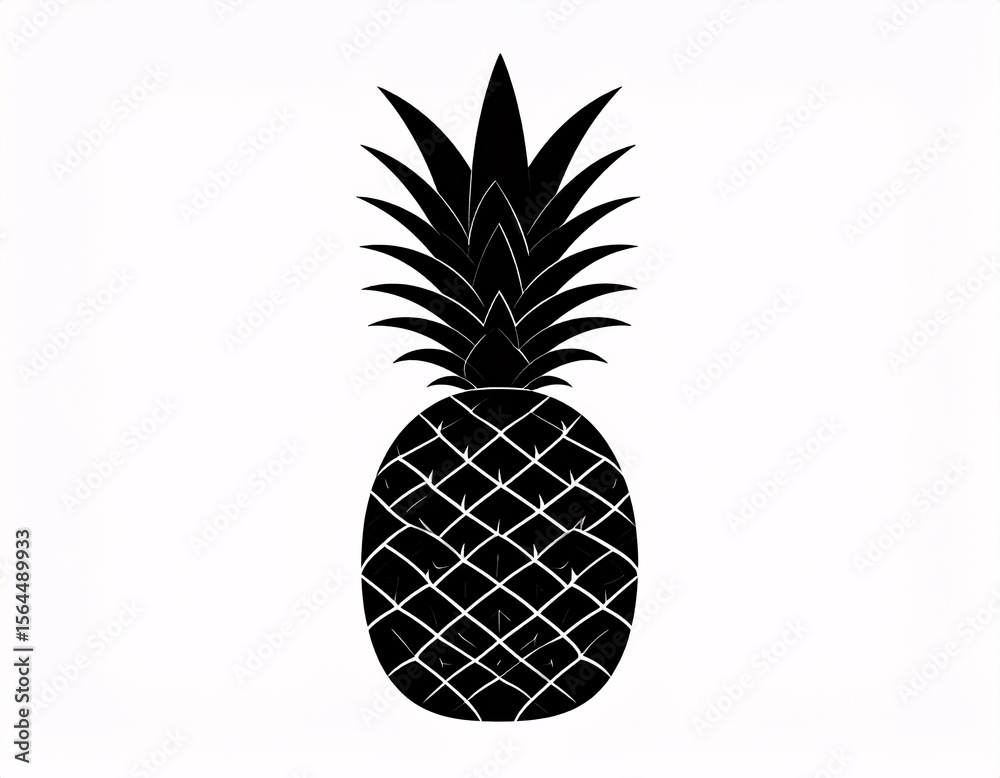 Obraz premium Bold Black Silhouette Pineapple Illustration Tropical Fruit Design Element