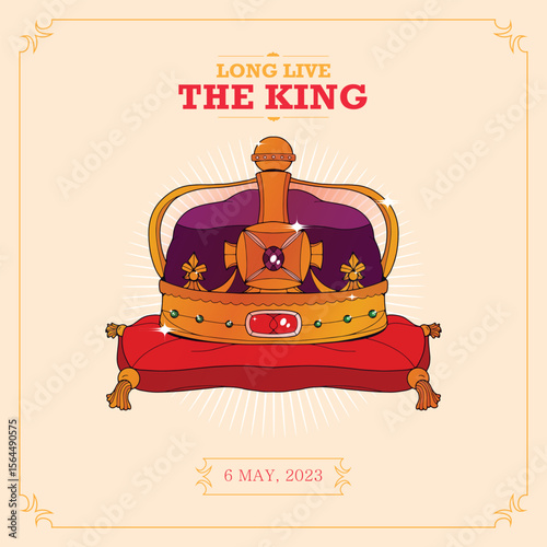 hand drawn coronation illustration vector design.