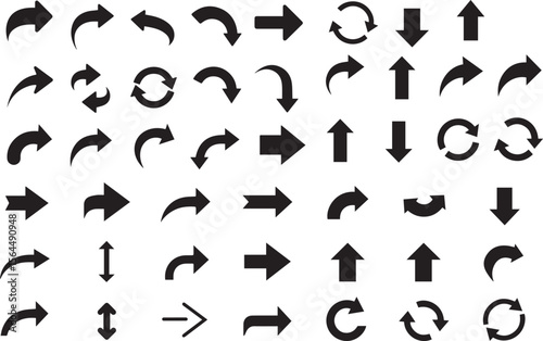 arrow icons set Circular Arrow Icons: Refresh, Reload & Cycle Symbols Set Collection of Black Loop Arrows: UI/UX Redo & Undo Elements