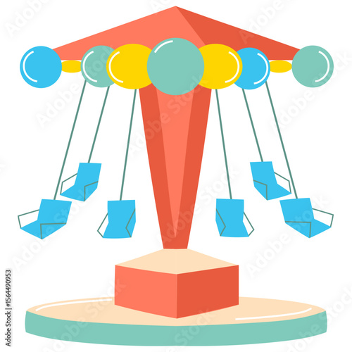 Flat Design Theme Park Swing Ride