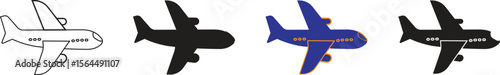 Top view passenger airplane icon for travel and transportation industry vector illustration with transparent background