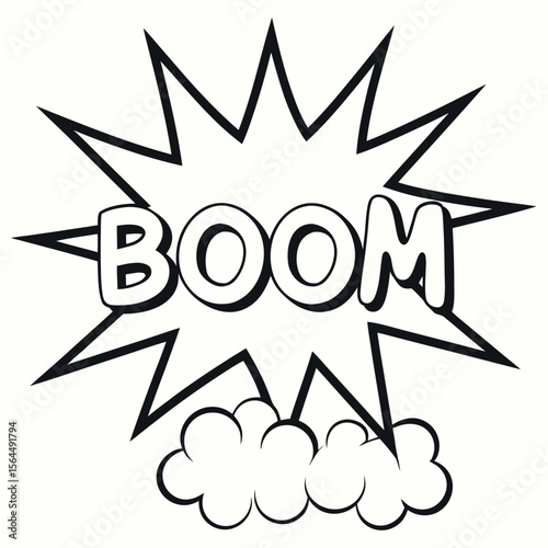 Boom comic explosion sound effect speech bubble