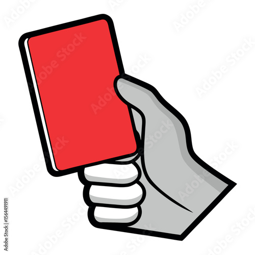Hand holding red card soccer football