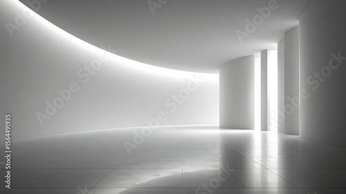 Wallpaper Mural Minimal white interior with curved walls and ambient lighting Torontodigital.ca