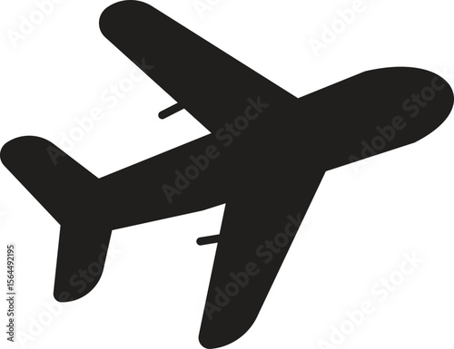 Plane icon in upward flight motion for business travel, airport, or tourism symbol with transparent background