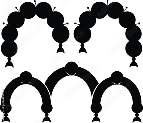 Optical Illusion: Caterpillar Arches Silhouette, Ambiguous Figure, Gestalt Psychology, Black & White Art