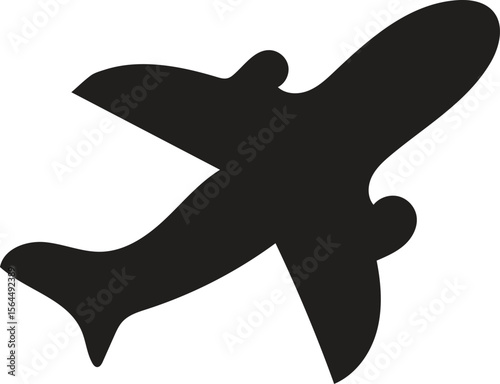  airplane vector icons showing passenger jets in flight and various angles for travel and aviation design with transparent background