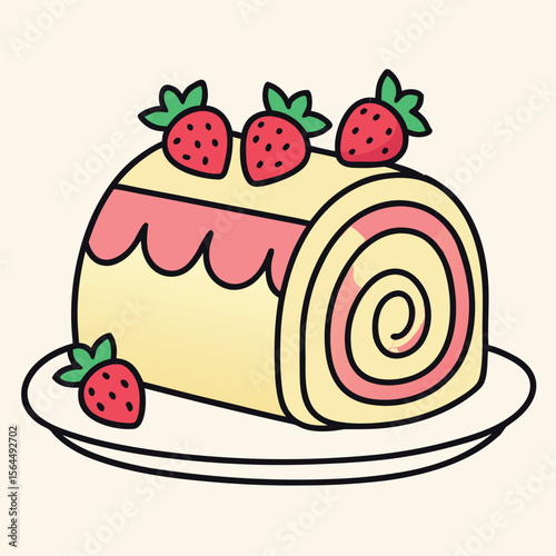 Strawberry Swiss Roll Cake dessert sweet