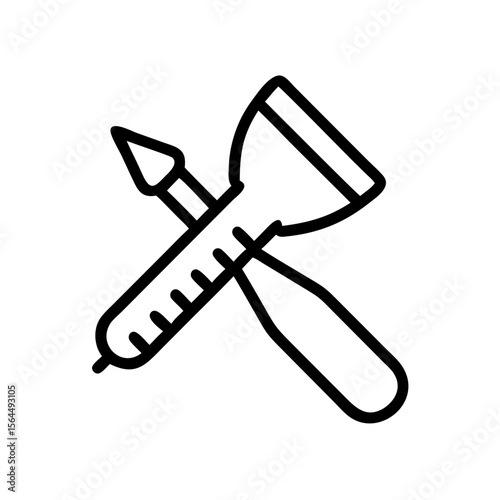 Sculpting tools icon depicting a ruler and pencil crossed  