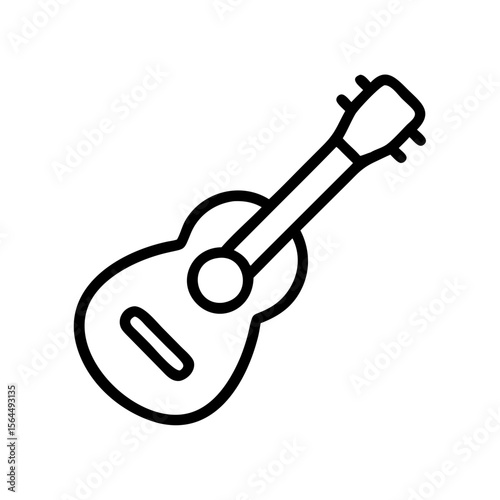 Line art illustration of an acoustic guitar on white background  