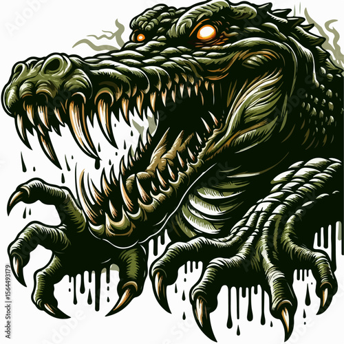 illustration of a vicious scary crocodile 