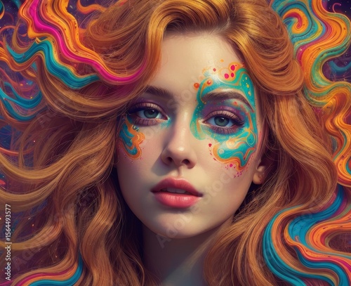 Vibrant Painted Portraits of Women – Colorful Face Art and Psychedelic Aesthetics