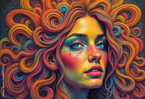Vibrant Painted Portraits of Women – Colorful Face Art and Psychedelic Aesthetics