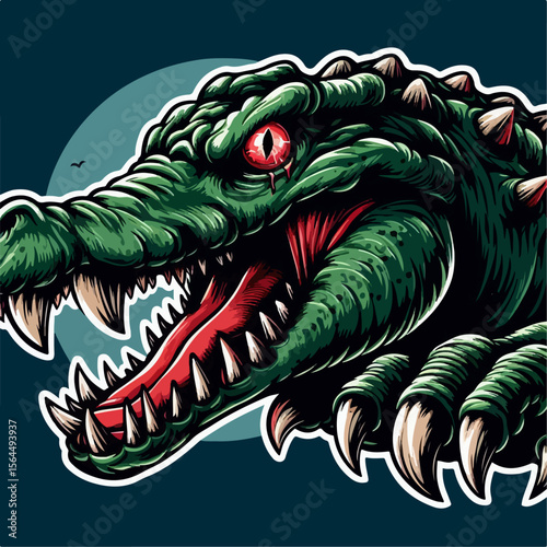 illustration of a vicious scary crocodile 