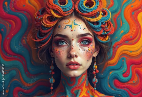 Vibrant Painted Portraits of Women – Colorful Face Art and Psychedelic Aesthetics