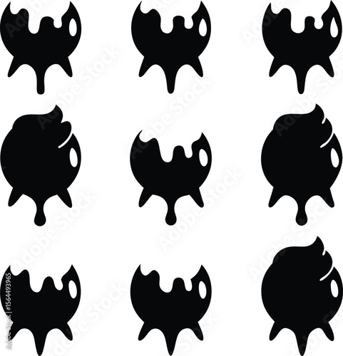 Black and White Dripping Ink Blob Vector Pattern | Abstract Graphic Design Element Background