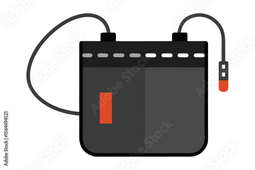Modern flat design of a portable power bank with cables