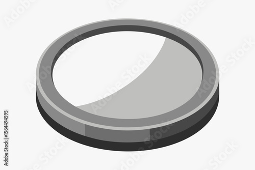 Simple isometric silver ring with a smooth reflective surface