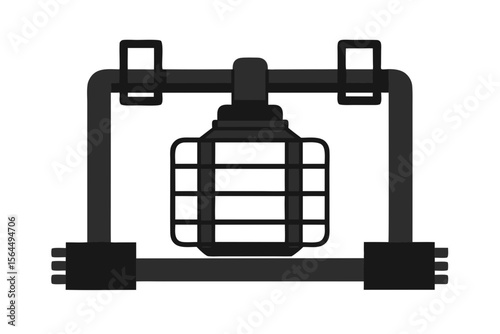 Industrial style lamp fixture with protective cage and metal frame