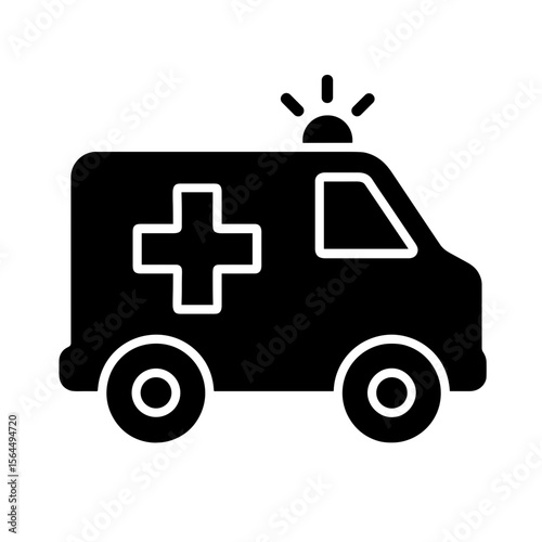 Ambulance vehicle icon with emergency cross — solid version