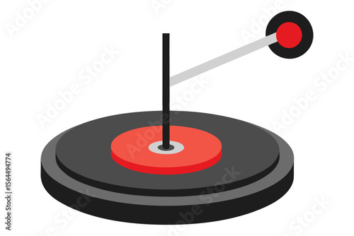 Stylized isometric view of a vintage record player with stylus