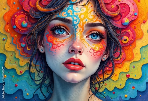Vibrant Painted Portraits of Women – Colorful Face Art and Psychedelic Aesthetics