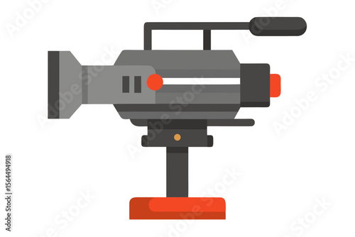Modern flat design professional video camera on a tripod stand