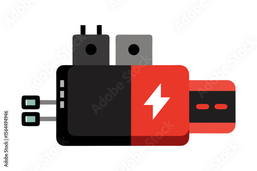 Modern electronic device with charging ports and power indicator