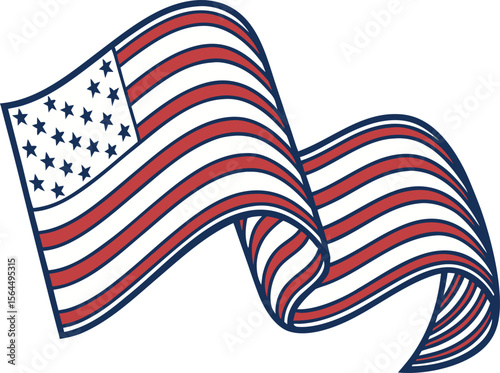 wavy ribbon with american flag color. abstract banner design element for election campaign, patriotic event. transparent png and vector illustration.america, american, border, colours, democracy, 