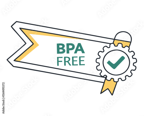 BPA Free product label with gear symbol and ribbon design  