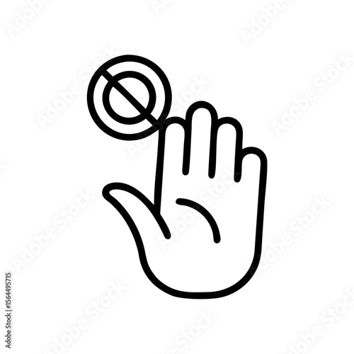 Hand with no symbol indicating restriction on touching  
