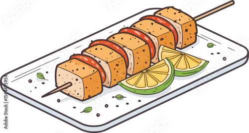 Tandoori Chicken icon design, Chicken Tikka vector design, Chicken Tikka Logo design