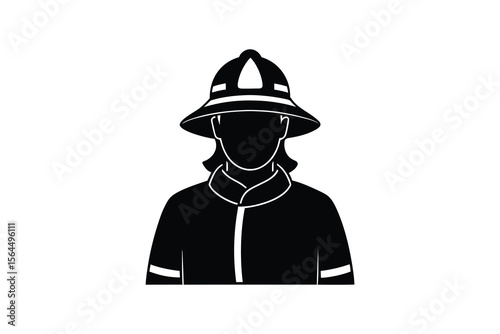Firefighter in Uniform Silhouette Vector Illustration