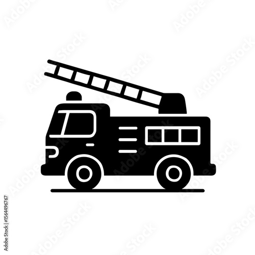 Fire truck icon with ladder and siren — solid version